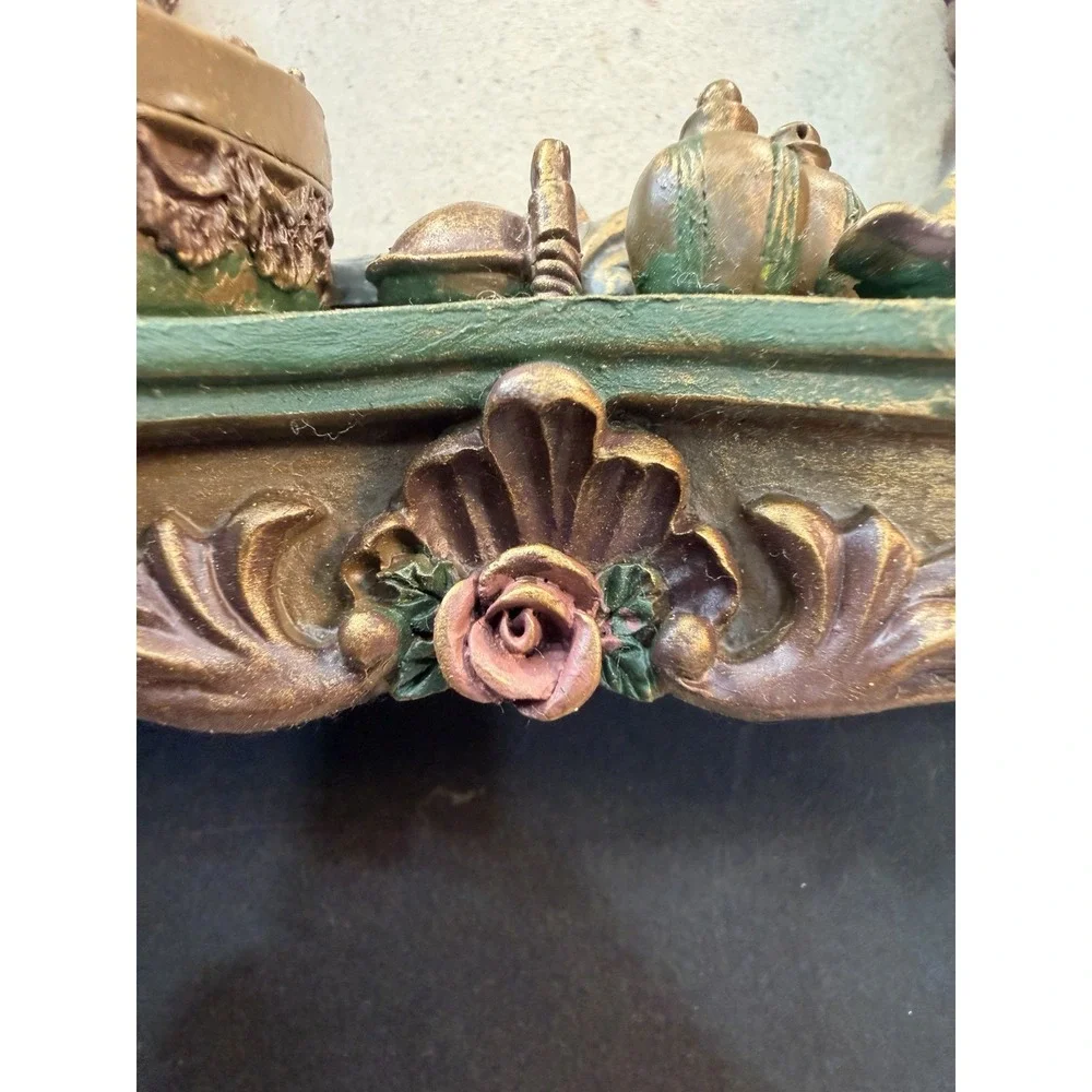 Victorian Vanity Table Picture Frame Resin Rose ornate 4 X 6 Easel Back Decor